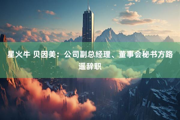 星火牛 贝因美：公司副总经理、董事会秘书方路遥辞职